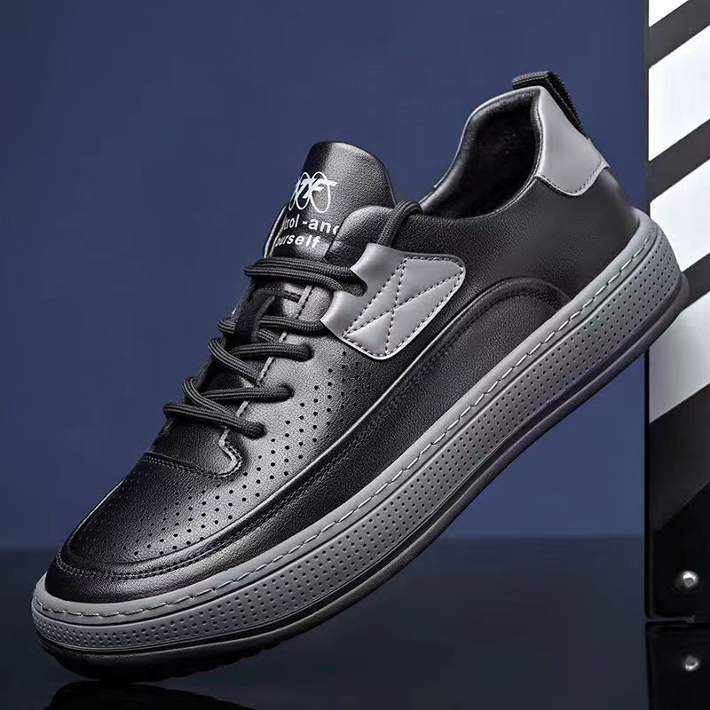 2024 New fashion trend anti-slip gum out-sole PU leather upper men's flat plate board walking shoes sneakers for man