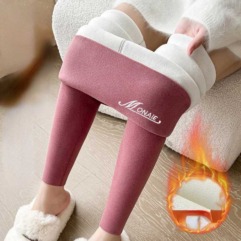 Winter Cashmere Leggings Women Solid Warm Leggings High Waist Slim Stretchy Pants Big Size Adding Velvet and Thickening PantsX240914