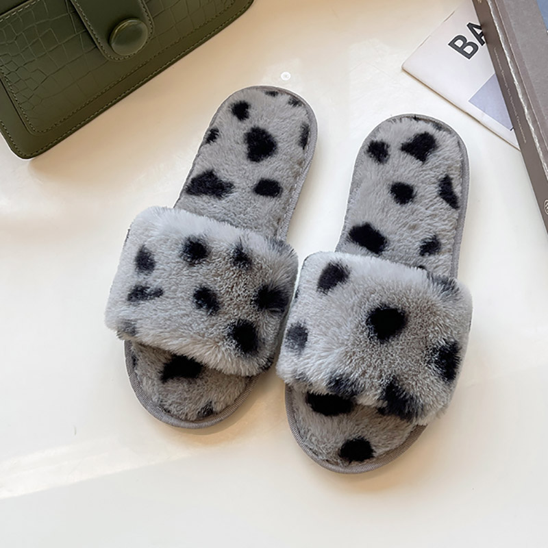 New Winter Home Slippers Women Open Toe Plush Slipper Woman Flats Slides Warm Indoor Shoes Non-Slip Fur Household Slipper 9835N