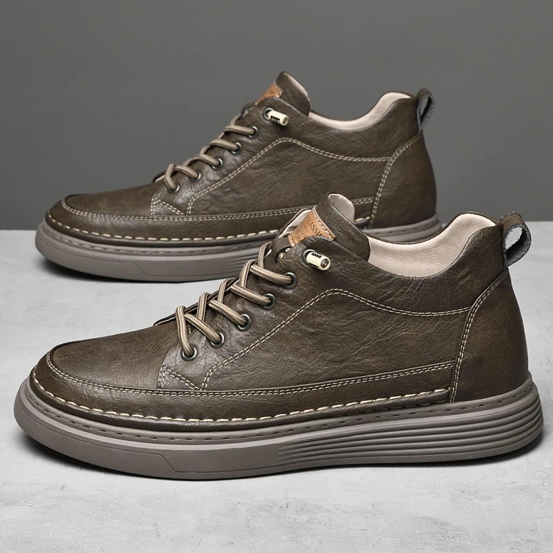 Luxury Ankle Boots Men Outdoor Genuine Leather Leisure Walk Spring Male Boots for Mens Casual Shoes Comfortable Designer Shoes