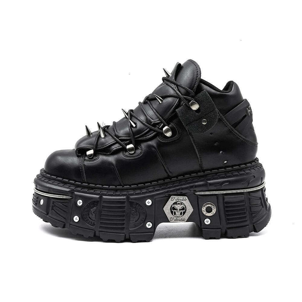 New Punk Style Women Lace-Up New Heel Height 6Cm Platform Shoes Gothic Ankle Rock Boots Metal Hot Decor Woman Sneakers