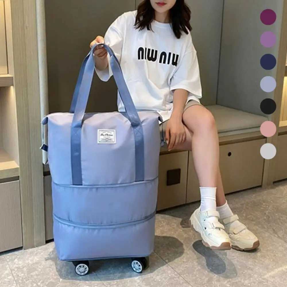 Rolling Duffle Pack New with Wheels Expandable Business Travel Bag Foldable Multiple Dry Wet Separation Pocket Handbag 240914