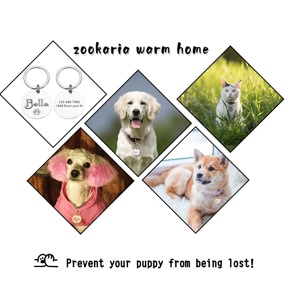 Personalized Dog ID Collar Tag Anti-lost Pet Name Tags Plates Free Engraving Dogs Cats Kitten ID Tag Nameplate Pendant for Dog