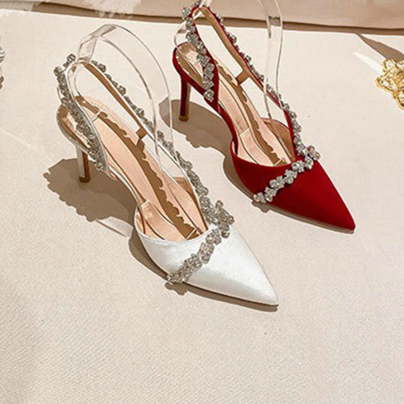 Baotou Summer Rhie Sandals Female One-e Strap Thin Heel Fairy Wind Pumps Super High Heels Red Wedding Shoes 8c23 s