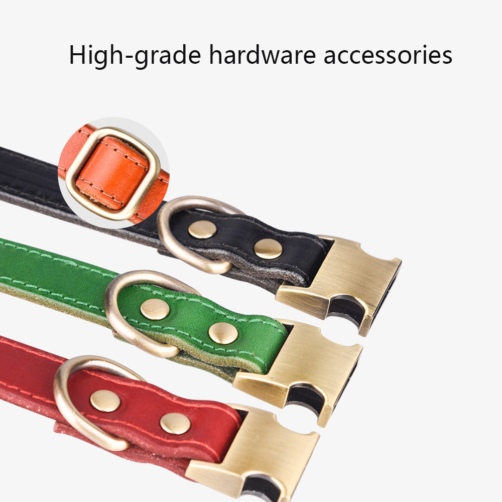 Leather Pet Collar,Adjustable Medium Large Dog Collar with High-end Hardware Accessories for Dog Walking & Training Pet Supplies