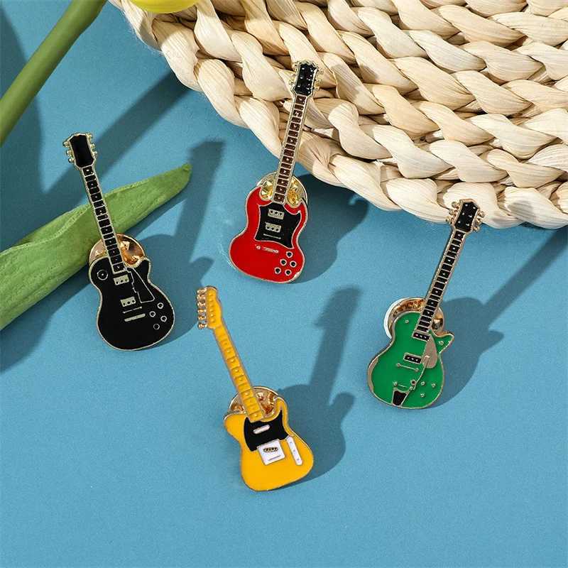 Vintage Metal Enamel Guitar Brooch for Men Women Musical Instrument Electric Guitar Badges Pins Fashion Personality Jewelry GiftX240914