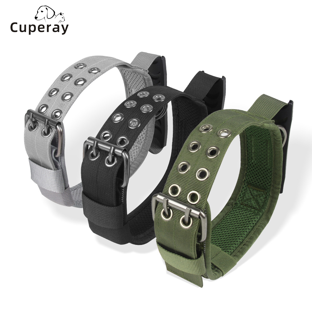 Tactical Dog Collar Adjustable Tactical Dog Collar Reflective Thickened Nylon Pet Collar with PVC Handle for Medium & Large Dogs