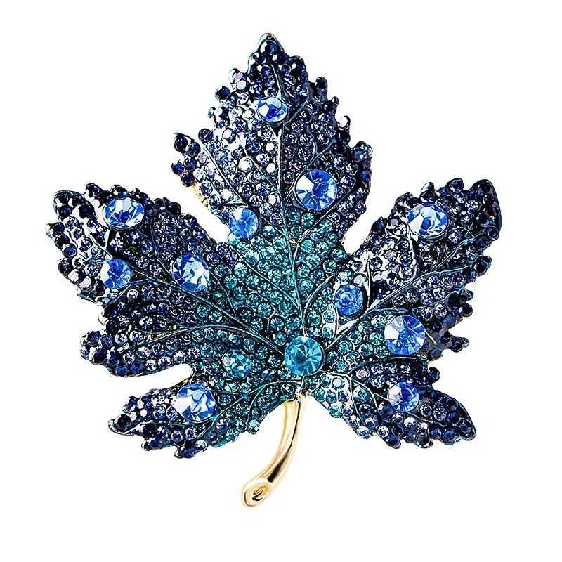 Rhinestone Red Maple Brooches Vintage Blue Maple Leaf Rhinestone Crystal Pendant Womans Brooch Pin Luxury Accessories Gift SetsX240914