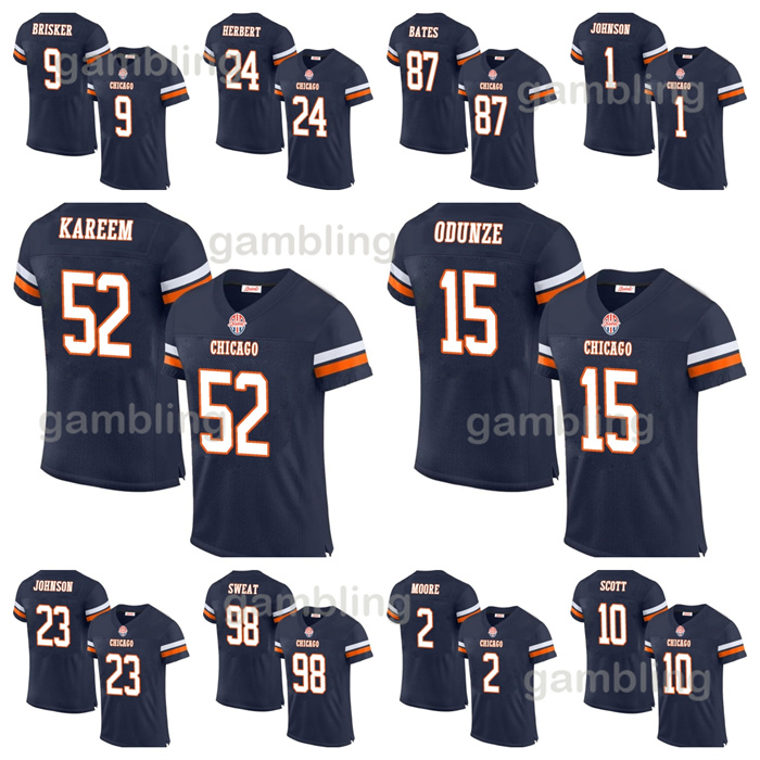 2024 Custom Football 18 Williams Rome Odunze DJ Moore Jaquan Brisker Darnell Wright Cole Kmet Devin Hester Walter Payton Montez American Game Jersey