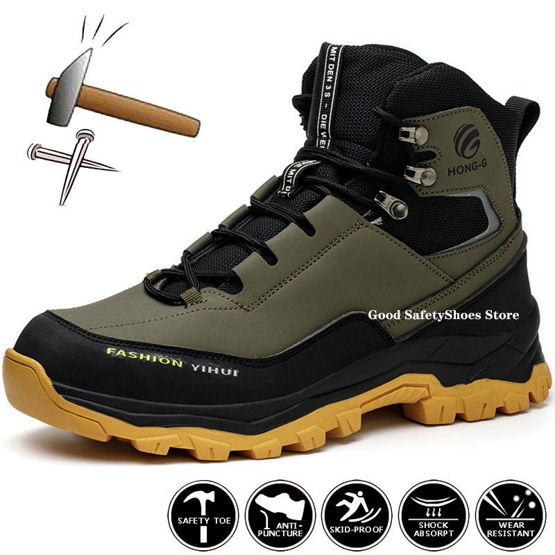 Safety Winter Men Fashion Work Steel Toe Puncture-Proof security Protective Boots Indestructible Shoes 784e