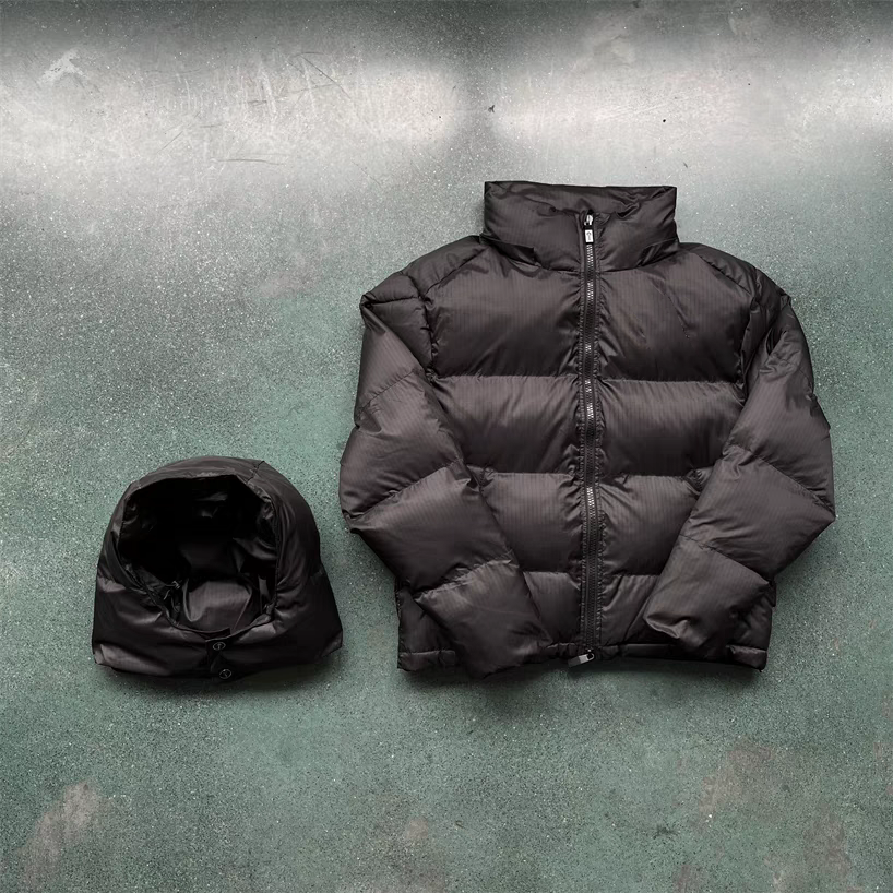 Men's down jacket parka Coat Men Women Embroidery winter puffer Jacket Shiny Black Irongate Jacket Detachable Hood High Quality Thick Warm Winter