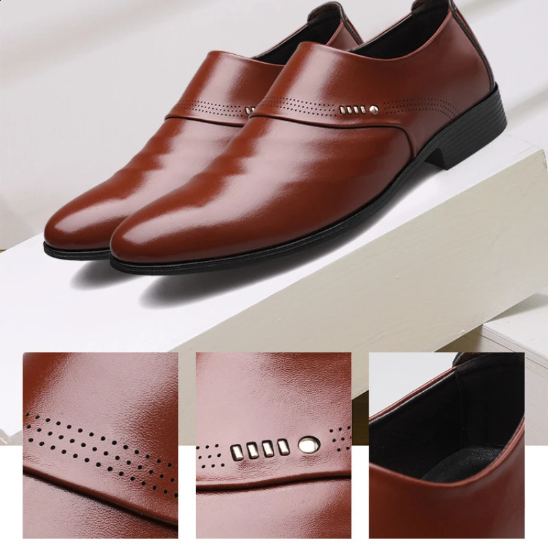 Zapatos Spring Men Leather Shoe Carved Business Formal Dress British Style Large Size Men Shoe Hollowed Out Perforated Men Shoes 240904