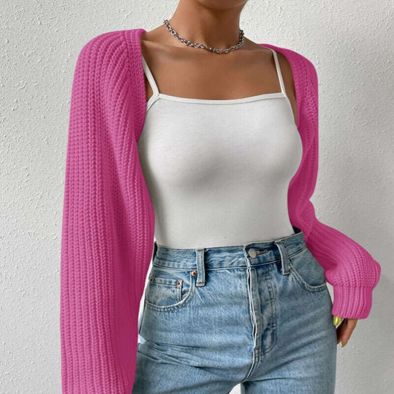 New minimalist and versatile long sleeved loose knit sweater for women wearing outside