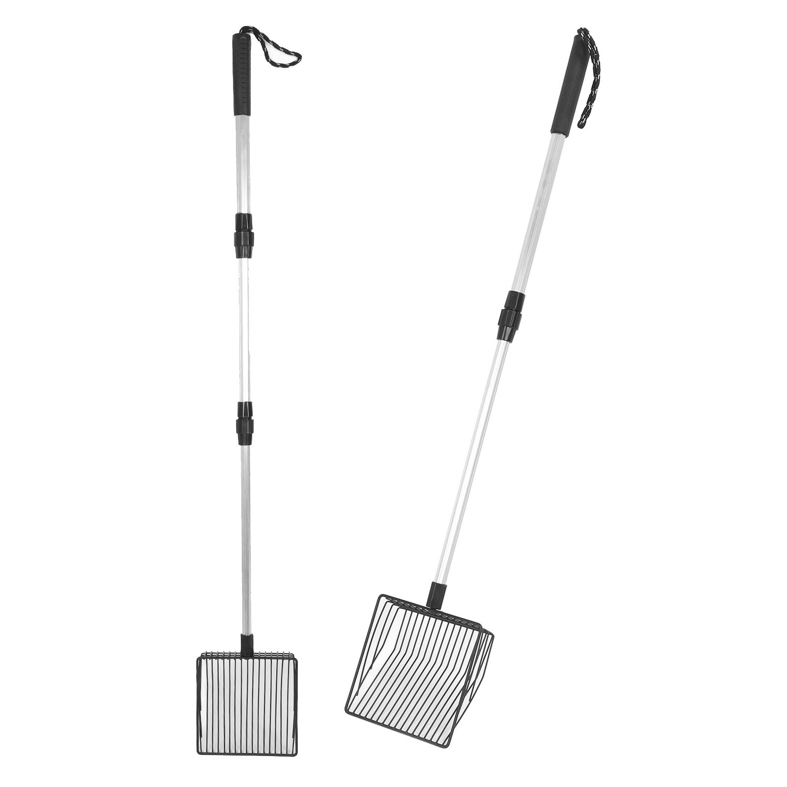 Extendable Cat Litter Scoop Lightweight Versatile Fine Screen Long Handle Metal Chicken Coop Poop Scooper Cat Poop Sifter