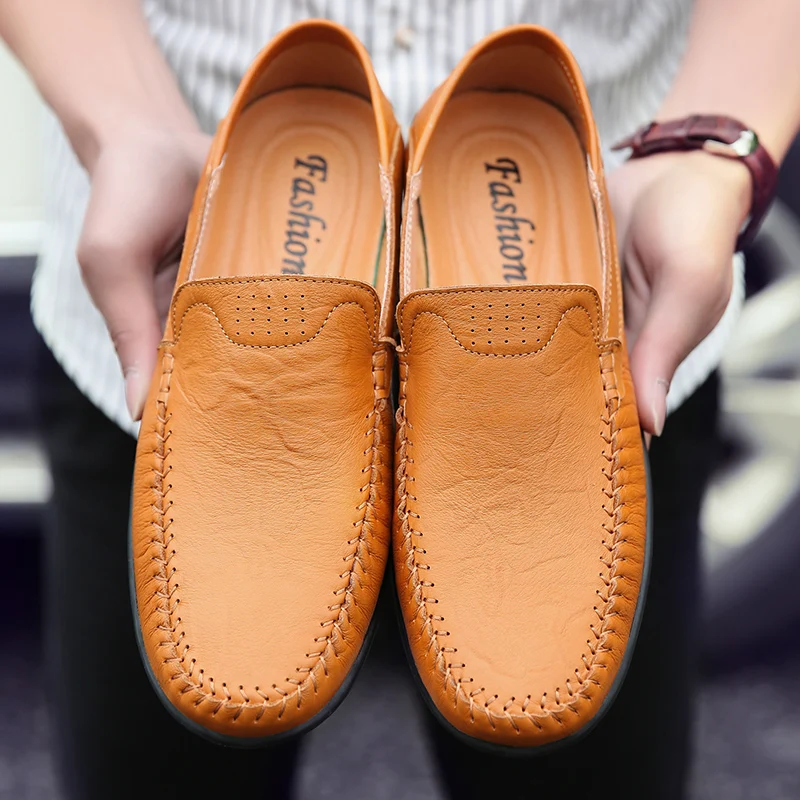 Men's Casual Leather Loafers - Breathable Slip-On Shoes 4 SlipOn