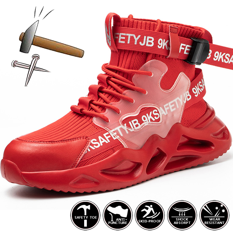 Men Fashion Steel Toe Shoes Puncture Proof Sneaker Man Industrial Work Safety Boots Breathable Protective Boot 53f8