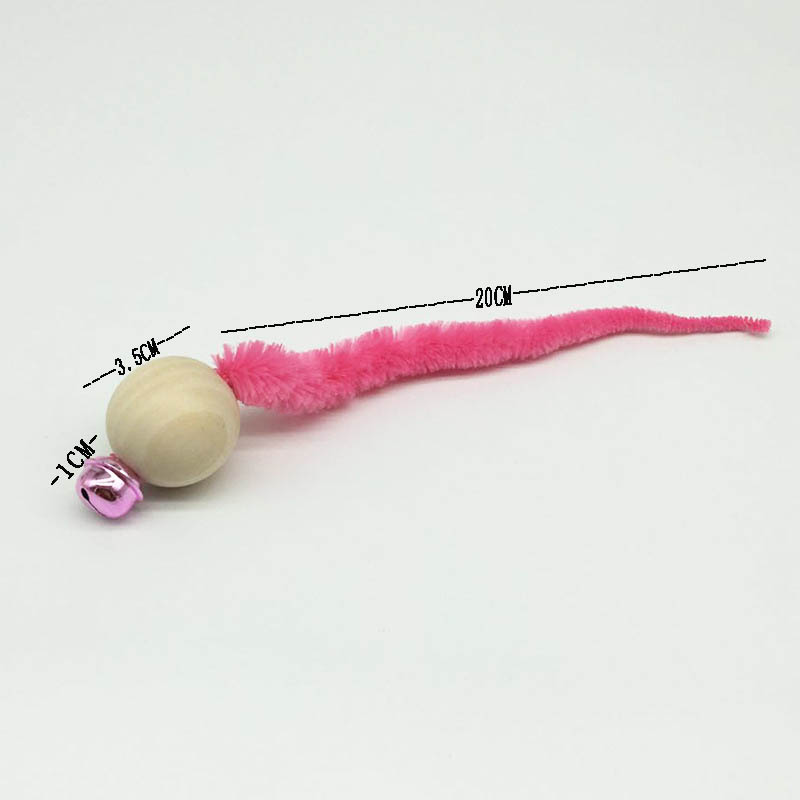 1pc Cat Toy Wooden Ball Star Colorful Caterpillar Beads Snake Tail Wiggly Ping Pet Toy Cute Soft Pet Interactive Funny Bell Toy