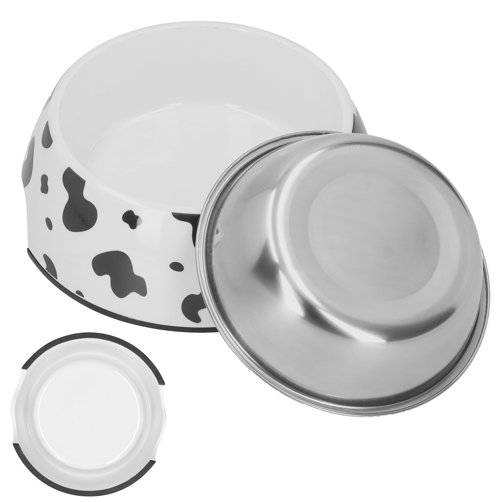Dog Food And Water Bowl Anti‑Slip Base Stainless Steel Pet Bowl With Cute Cow TextureM Cow Texture