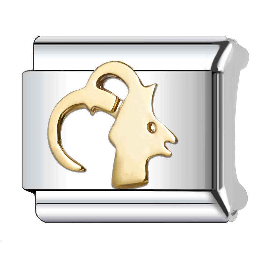 New Women's Gift 12 Constellation Gold Bead Italian Charms Links Bangle Beads Fit 9mm Stainless Steel Bracelet Making DIY For Women Fashion Jewel