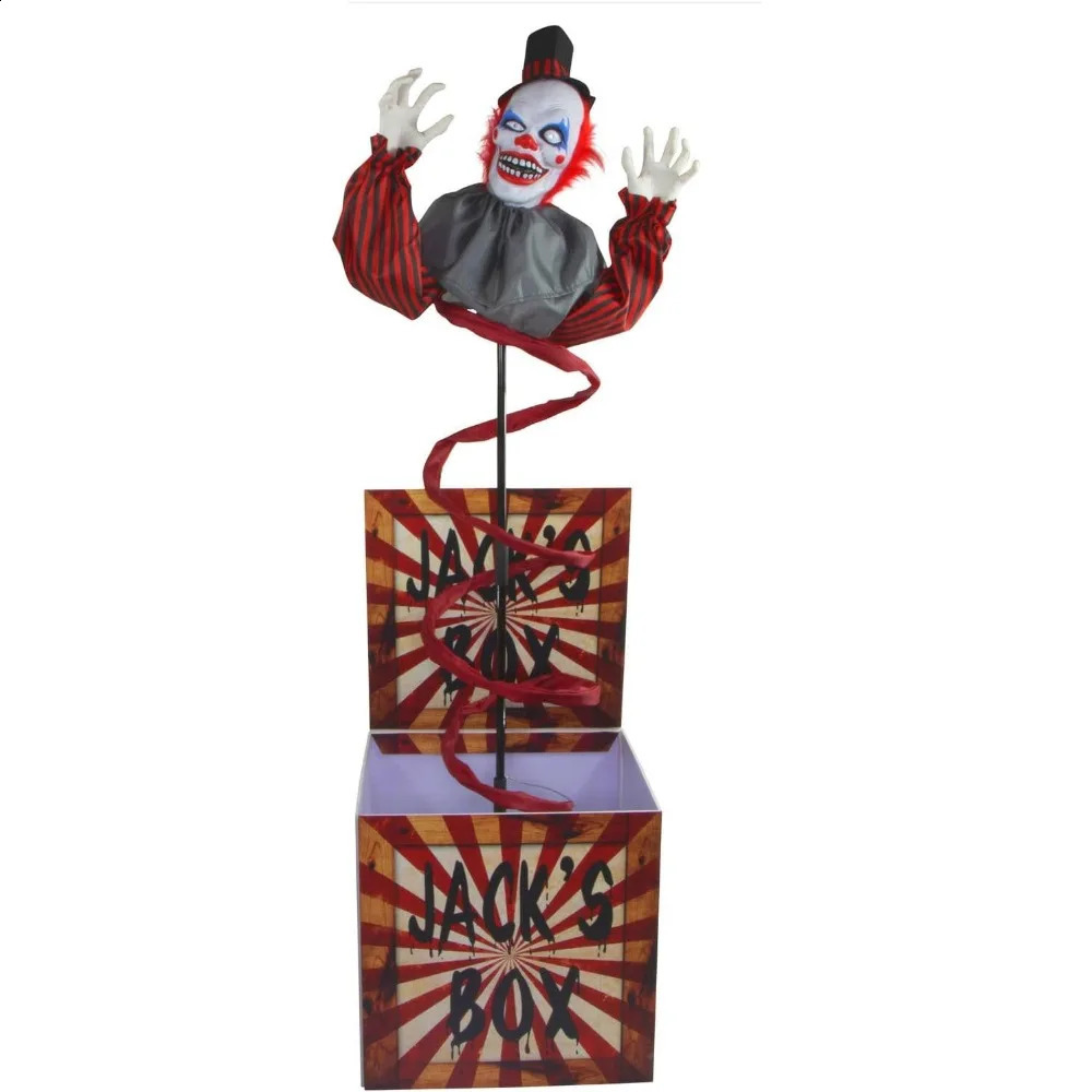 Halloween Decor Life-Size Talking Clown Jack in The Box with Motion and Touch Activated Lights and Sounds Halloween Animatronic 240912