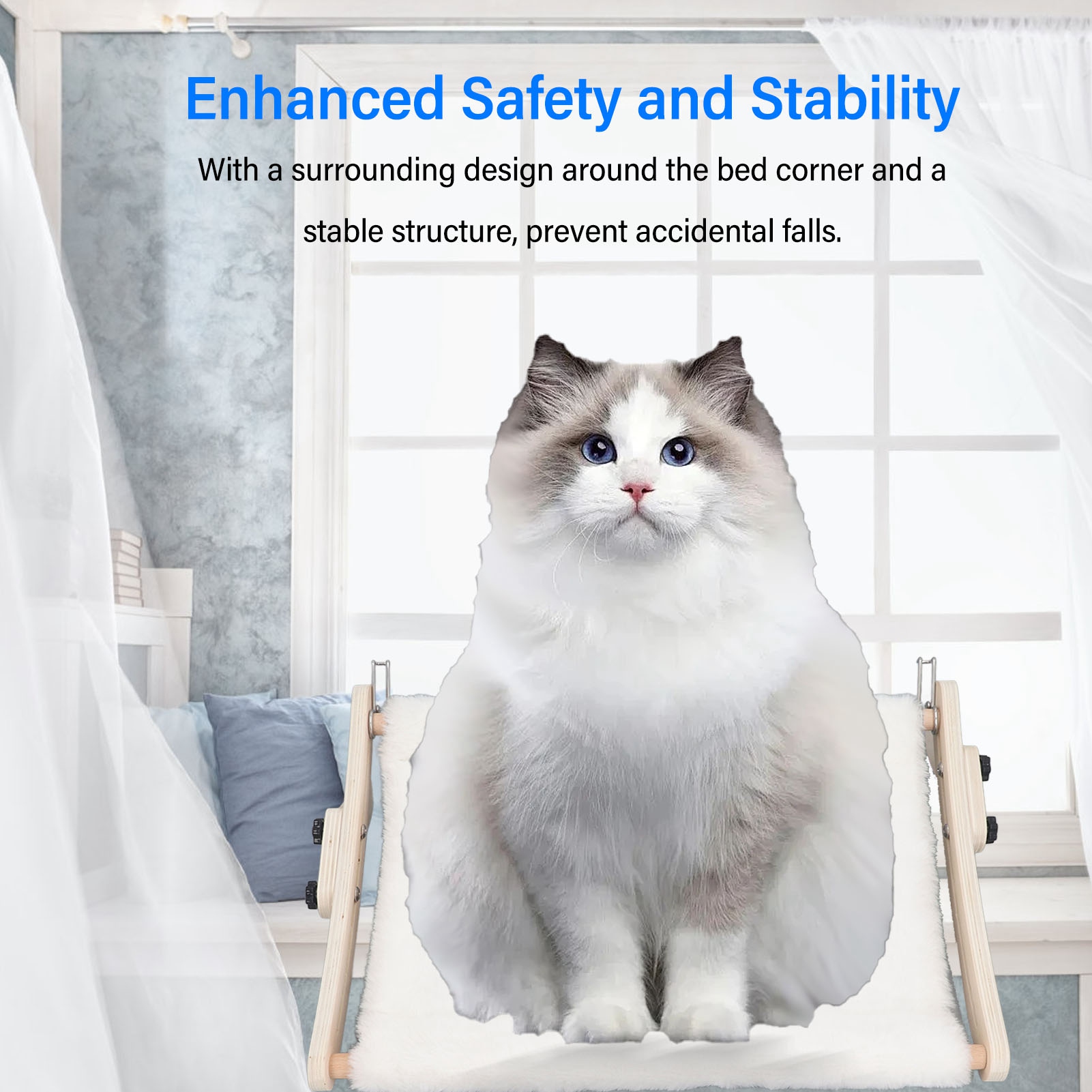 Cat Window Sill Hammock Space Saving Hook And Loop Fastener Stable Structure Cat Window Hammock Bed For Balcony Bedside
