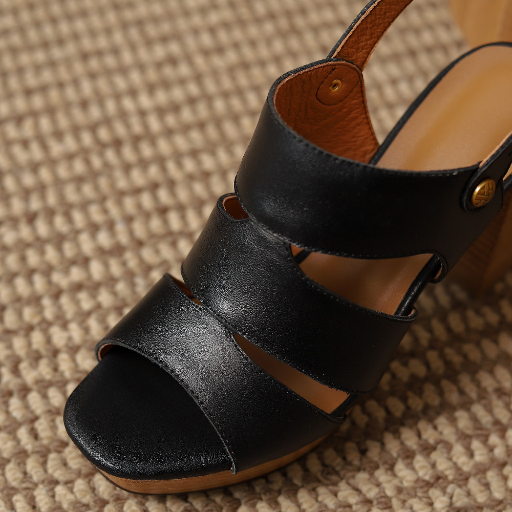 5cm Cow Leather Platform Heels: Sexy Summer Shoes for Night Club