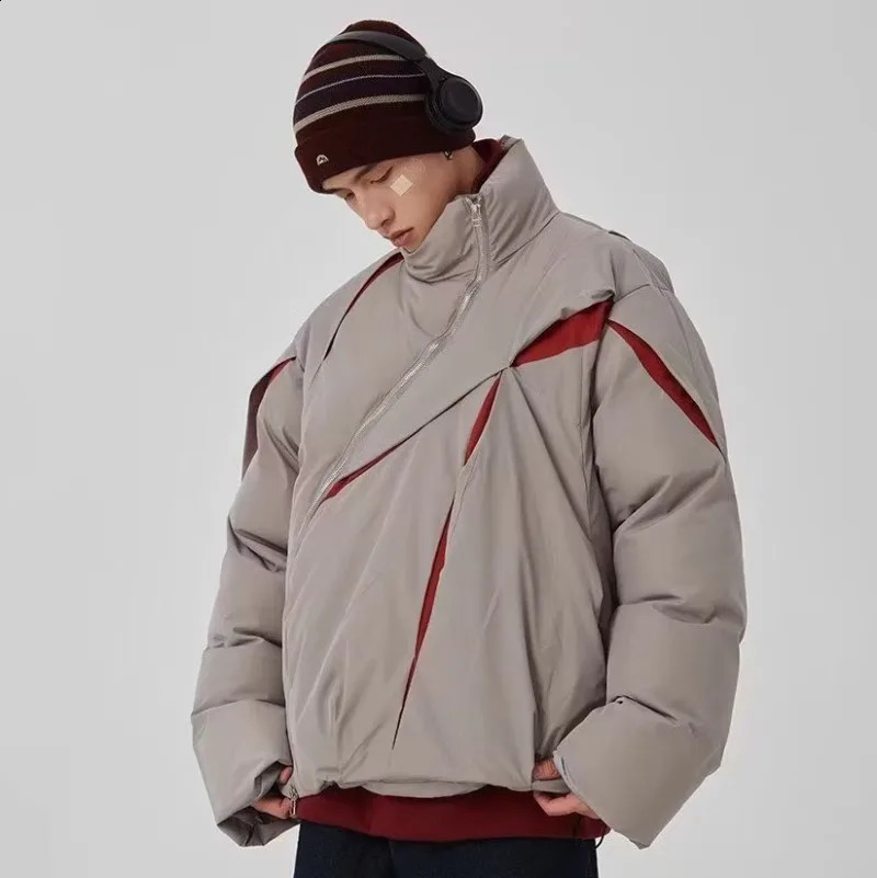 American cotton apron jacket mens winter long street thick collar hiphop loose cut n 240913