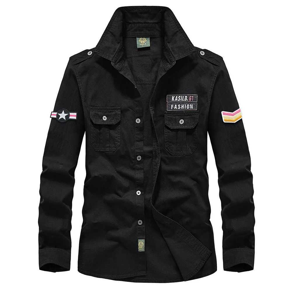 Oversize Mens Shirts Male Long Sleeve Overshirt 6XL Pure Cotton Embroidery Plus Size Military Casual Shirt Men Clothing Z240914 - view 5