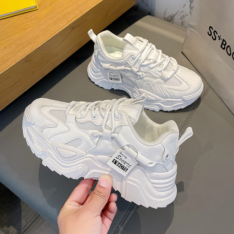 Platform Sports Shoes for Women 2022 Spring Autumn White Mesh Breathable Running Tennis Casual Female Sneakers Zapatos De Mujer