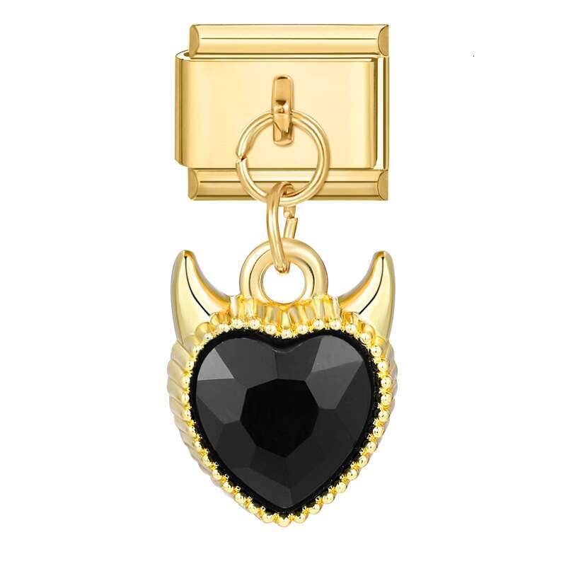 New Women's Gift Gold Angel heart Pendant Italian Charms Links Bangle Beads Fit 9mm Stainless Steel Bracelet Making DIY For Women Fashion Jewelry