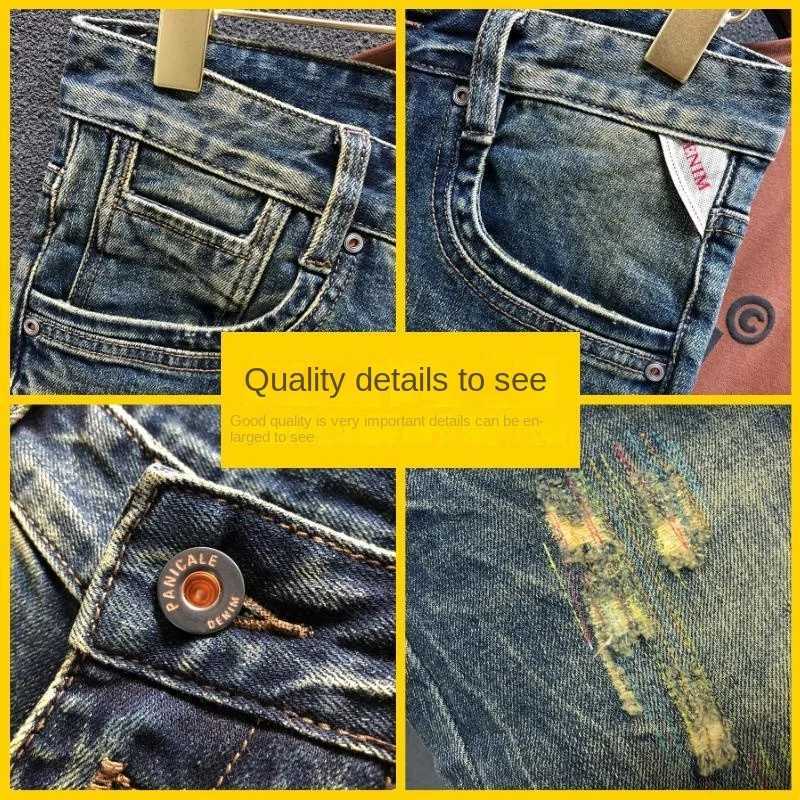 New Kpop Ripped Luxury Designer Summer Pants Mens Denim Shorts Vintage Denim Shorts for Men Summer Casual Knee Length JeansX240914