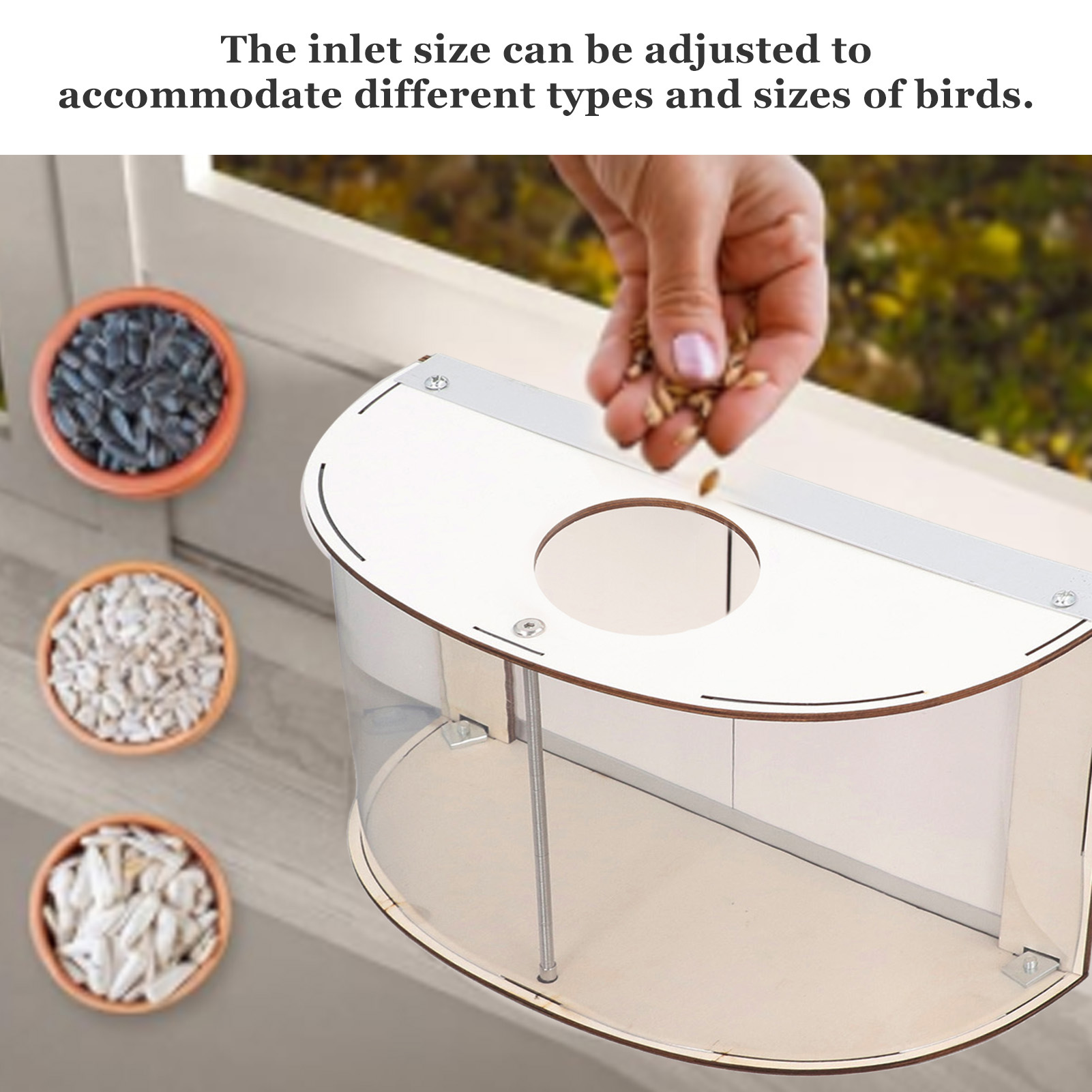 Window Bird Feeder Inside House, Rain Proof, Adjustable Inlet, Stable 180 ° Clear View, Feeder for Bird Watching