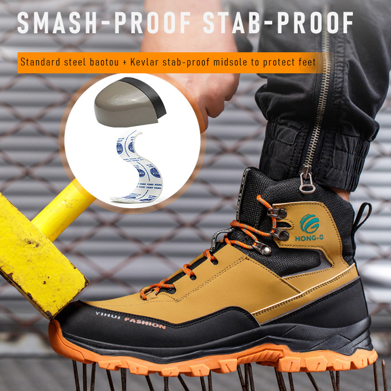 Safety Winter Men Fashion Work Steel Toe Puncture-Proof security Protective Boots Indestructible Shoes 784e