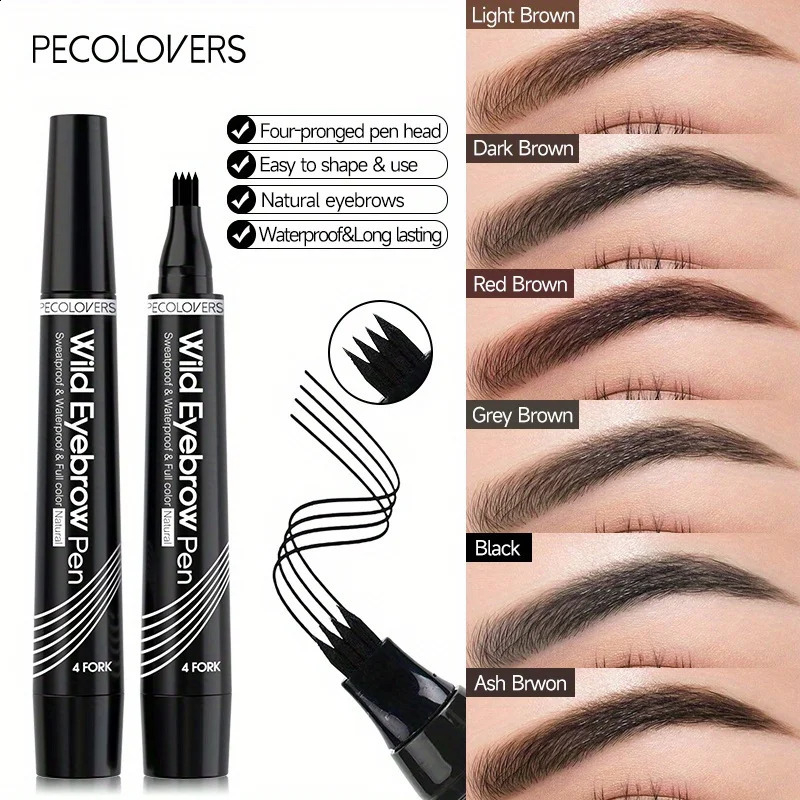 4 Forks Eye Brow Pen 5 Color Natural Matte Liquid Tint Makeup Long Lasting Waterproof Eyebrow Smudge Proof Cosmetic 240914