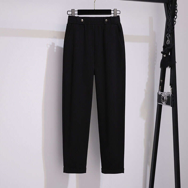 155Kg Plus Size Women's Autumn Woolen Trousers 5Xl 6Xl 7Xl 8Xl 9Xl 10Xl High Waist Thin Radish Casual Harem Pants Women