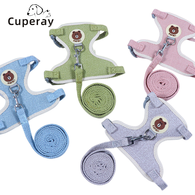 Puppy Harness and Leash Set, Adjustable Vest-style Cartoon Pattern Pet Harness for Cats, Puppies, Rabbits Outdoors Cat Harness