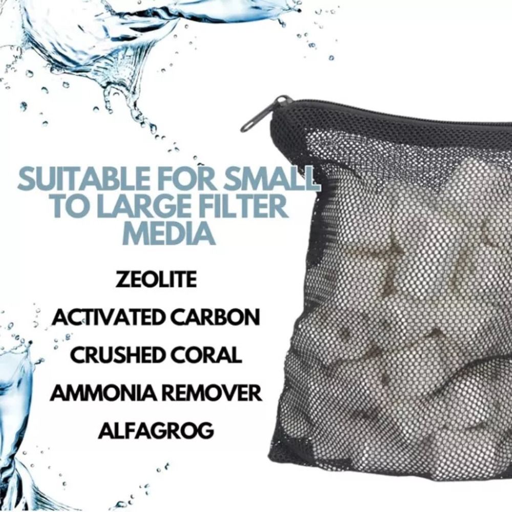 New Isolation Bag Nylon Filter Bag Pond Media Black Filter Net Bag Reusable for Aquarium Fish Tank Mesh Zip Net Bag