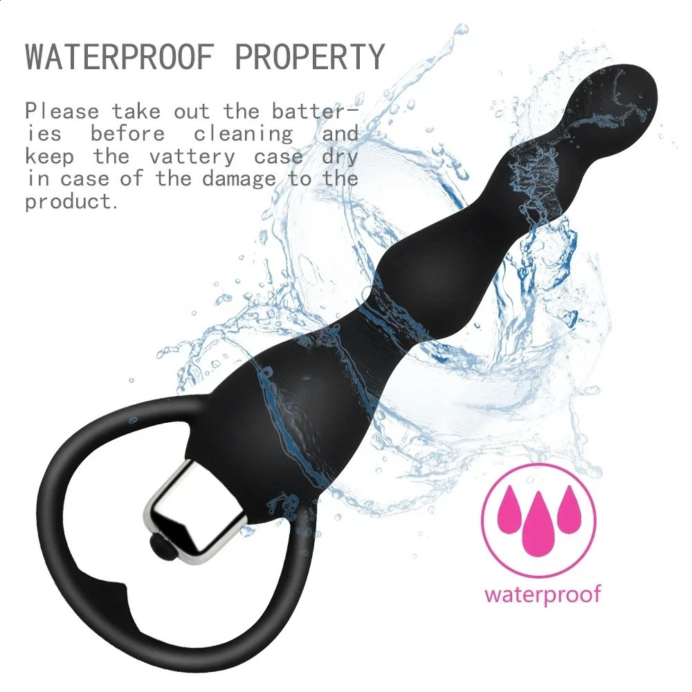 Vibration anal plug prostate massage soft bead buttock massager 240914