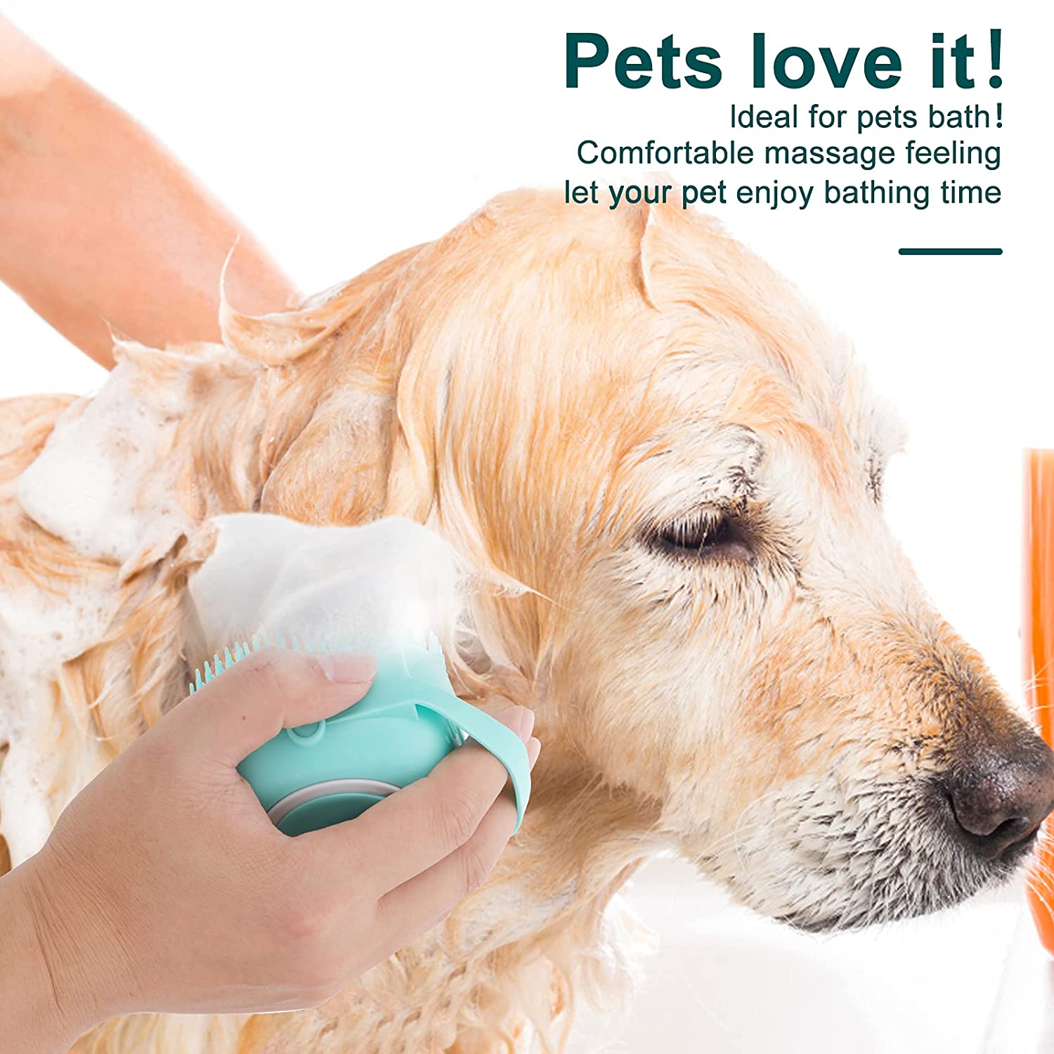 Dog Cat Bath Brush Comb Silicone Rubber Puppy Massage Shampoo Dispenser Pet Grooming Bath Brush