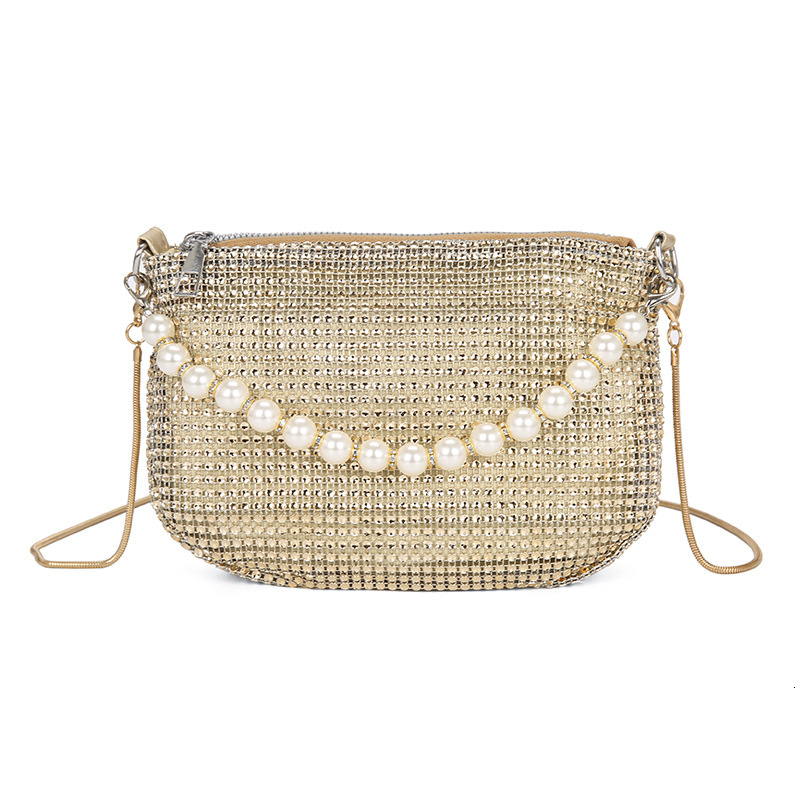 Pearl Handheld Full Diamond Handbag Party Evening Single Shoulder Fashion Women's Bag