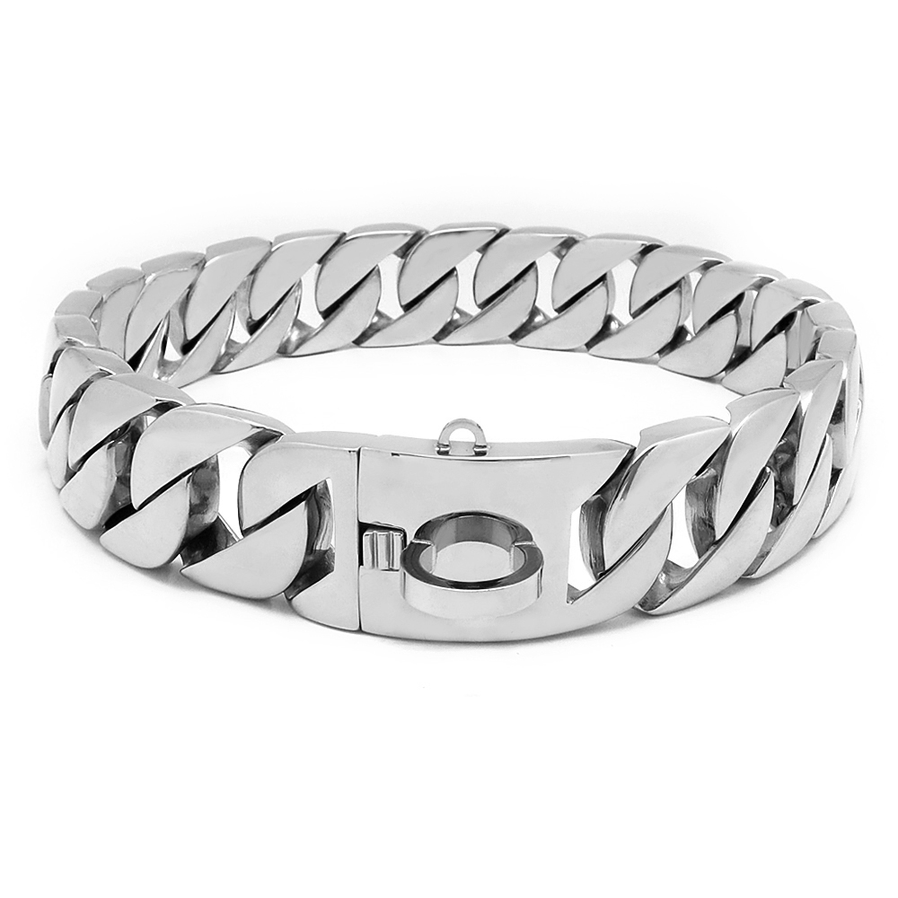Dog Collars Strong Gold Cuban Chain Stainless Steel 32mm Dog Choke Personalized Collar Strap for Dogs H250219