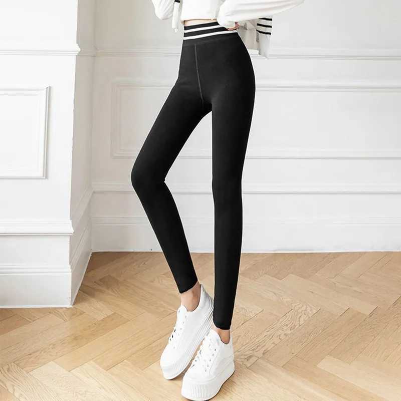 High Wasit Velvet Fitness Pantyhose Women Thicken Warm Leggings Autumn Winter Lamb Cashmere Fur Leggings Yoga Sports PantsX240914