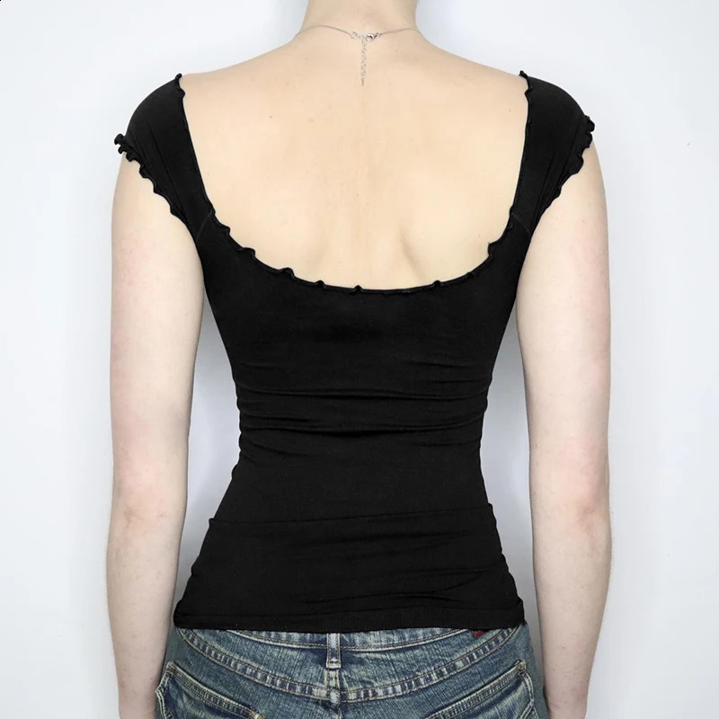 IAMTY fashionable and elegant deep V-neck vest womens French slim fit vest retro streetwear casual basic vest 240914