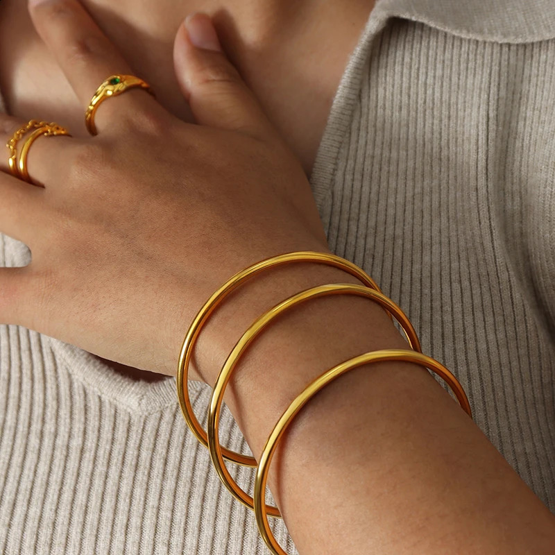 Simple Round Aperture Womens Stainless Steel Bracelet Girlfriend Gift Italian Bracelet Accessories Girl Gift 240914