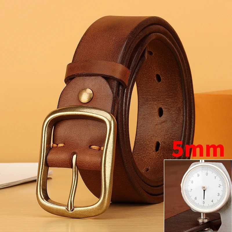 Full Grain Leather Belt for Men100% Italian Real Solid Leather Casual Jeans Belt 5mm Thick Mens Heavy Duty Work BeltX240914