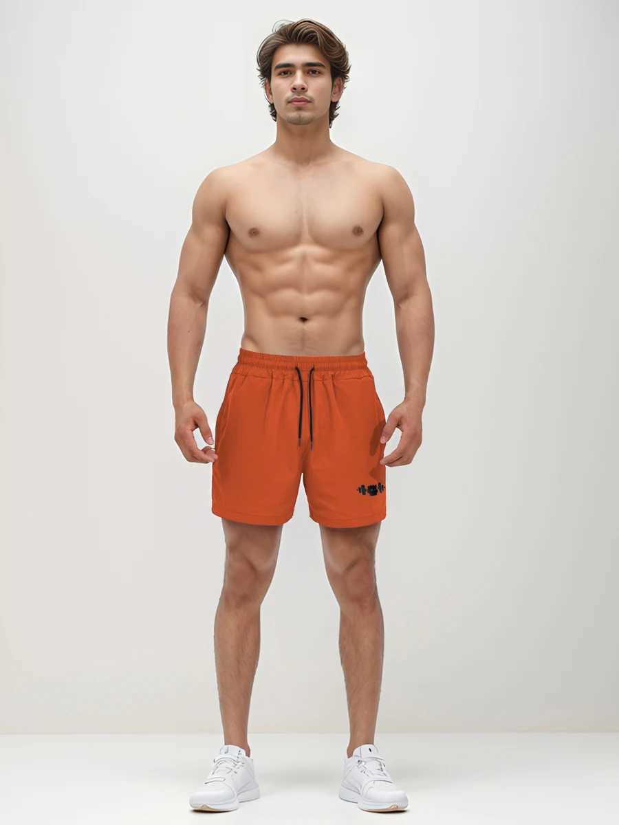 Fitness sports shorts Mens summer slim-fit quick-drying breathable elastic woven shorts Mens sports pants gym training wear Y240914