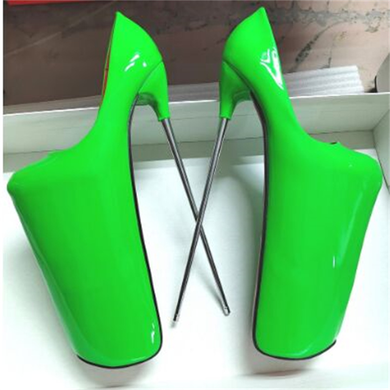 30cm Sexy Platform High Heels Woman Large Size 47 Green Red White Heeled Party Pumps Nightclub Stripper Fetish Shoes 052b