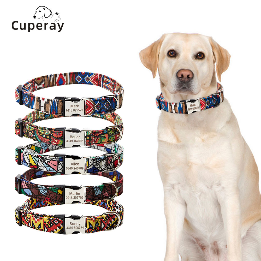 Custom Dog Collar Personalized Engraved Name Metal Buckle Pet Collar Adjustable Pet ID Nameplate for Small Medium Large Dog Cats