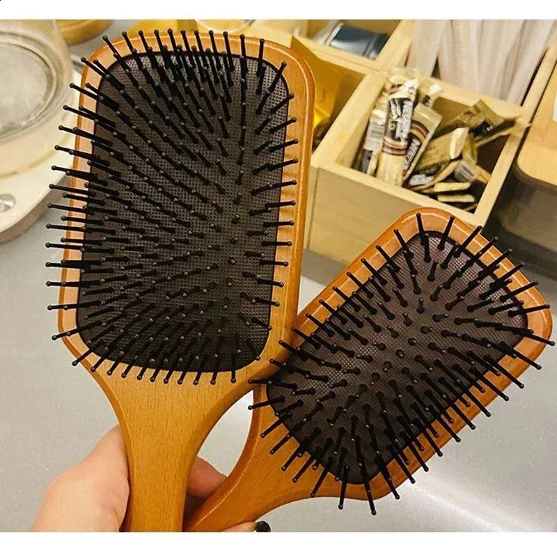 Wooden Airbag Massage Comb Scalp Care Female Curly Hair Household Highgrade Antistatic Loss Large Board Makeup 240911