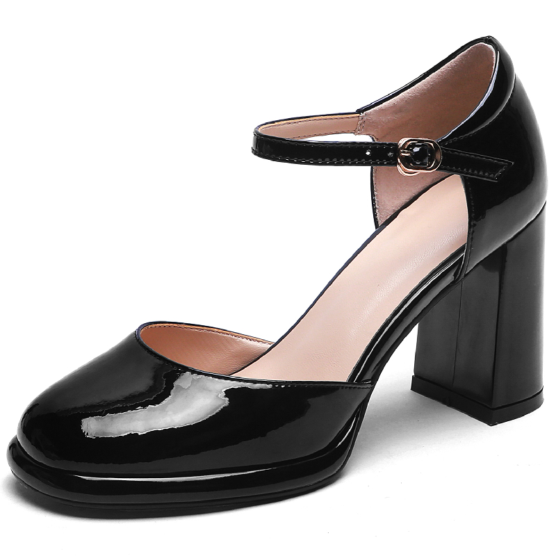 Leather New Genuine High Heels Women Pumps Ankle Straps D'Orsay Black Nude Heeled Party OL Office Wedding Shoes Female ZOGEER 7a73